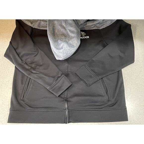 Minnesota Vikings Men's L Cutter & Buck Black Pop Fly Full-Zip Hoodie- Football - Picture 6 of 13